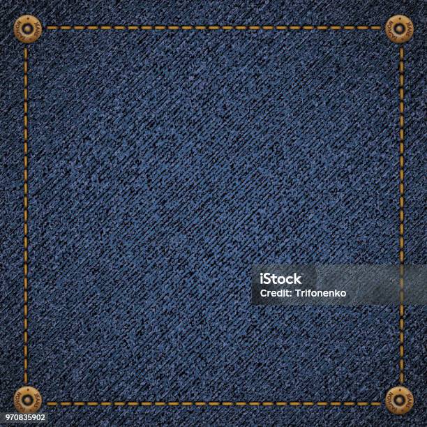 Background Of Blue Denim Fabric Stock Illustration - Download Image Now - Denim, Jeans, Backgrounds