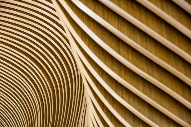 detalles arquitectónicos del edificio de la asamblea galés. tablones de madera de fuentes sostenibles. diseño ecológico en su mejor momento. - cardiff wales bay uk fotografías e imágenes de stock