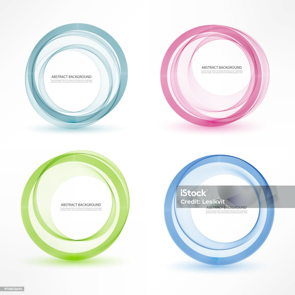 Abstract vector banner set of 4. Colorful vector circles. Isolated with realistic light and shadow on the light panel. Each item contains space for own text. Vector illustration Abstract vector banner set of 4. Colorful vector circles. Isolated with realistic light and shadow on the light panel. Each item contains space for own text. Vector illustration. Eps10. Circle stock vector