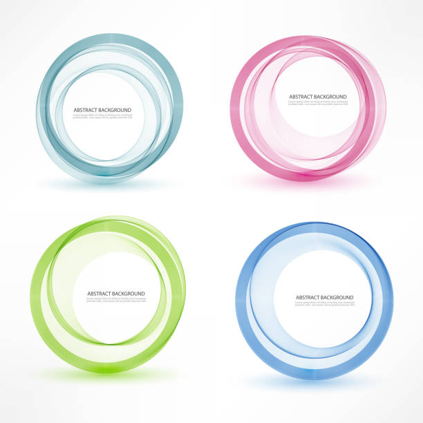 Abstract vector banner set of 4. Colorful vector circles. Isolated with realistic light and shadow on the light panel. Each item contains space for own text. Vector illustration Abstract vector banner set of 4. Colorful vector circles. Isolated with realistic light and shadow on the light panel. Each item contains space for own text. Vector illustration. Eps10. water rings stock illustrations