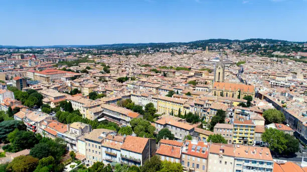 Aerial photo of Aix en Provence city center, in the Bouches du Rhone