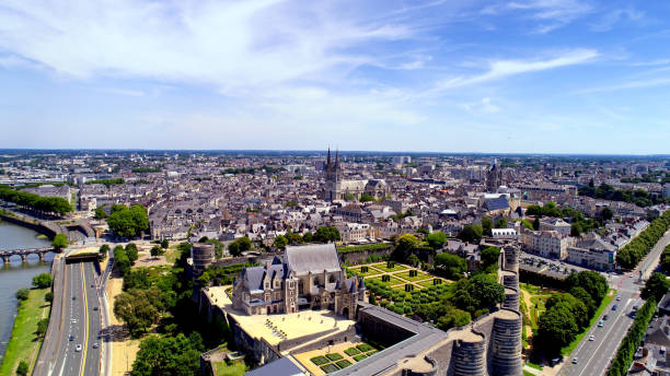Aerial photo of Angers stock photo