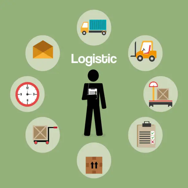 Vector illustration of worker logistic service silhouette