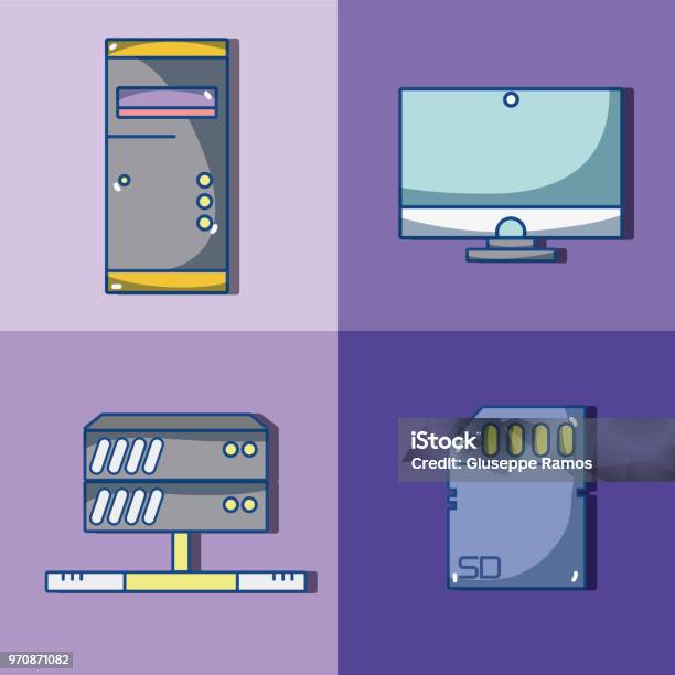 Computer Hardware Elements Stock Illustration - Download Image Now ...