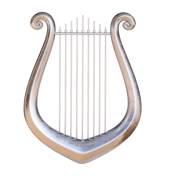 Silver Lyre Isolated On White Background Stock Photo - Download Image Now -  Lyre, Lira Sign, Harp - iStock