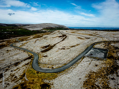 Country road in the Burren in County Clare, Ireland, Europe