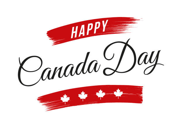 happy kanada dzień powitanie - canada american flag canadian culture usa stock illustrations