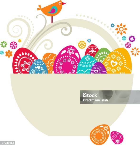 Easter Egg Basket Stock Illustration - Download Image Now - Art, Backgrounds, Blue