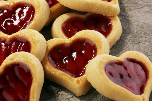 istock Heart shaped Valentines Day cookies with jam. Shaped biscuit cookie 970896460
