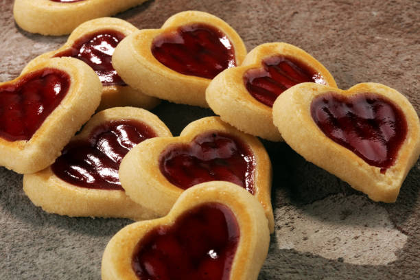 istock Heart shaped Valentines Day cookies with jam. Shaped biscuit cookie 970896566