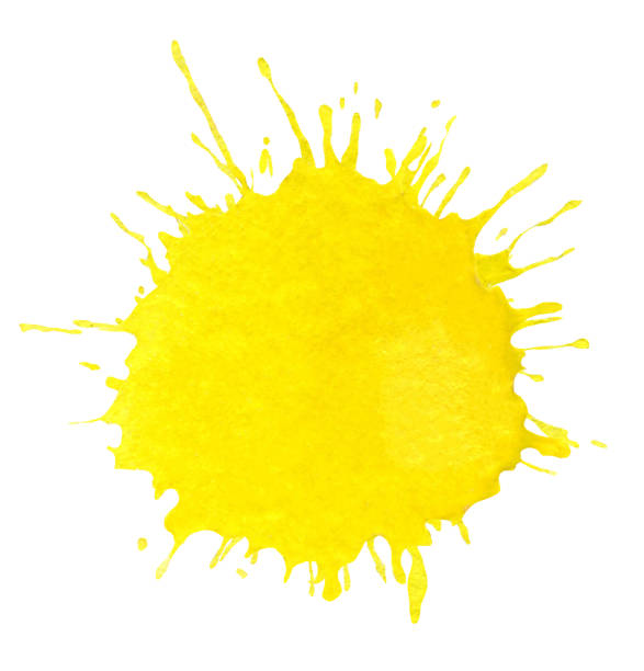 istock Abstract yellow watercolor stain on white background 970916948