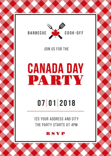 Vector illustration of Canada Day BBQ Party Invitation
