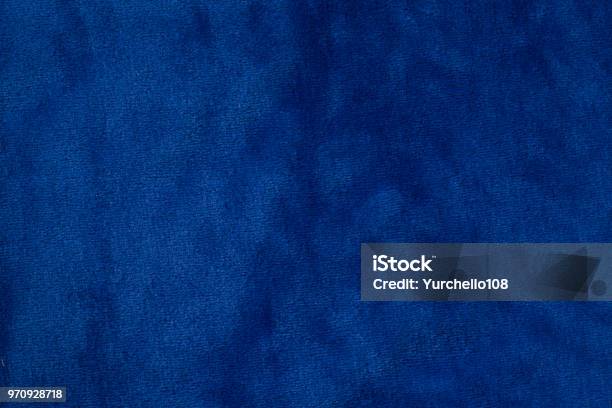 Blue Velvet Fabric Background Texture Stock Photo - Download Image Now - Velvet, Blue, Textured