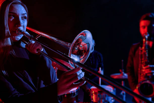istock Jazz band performs at the club 970929136