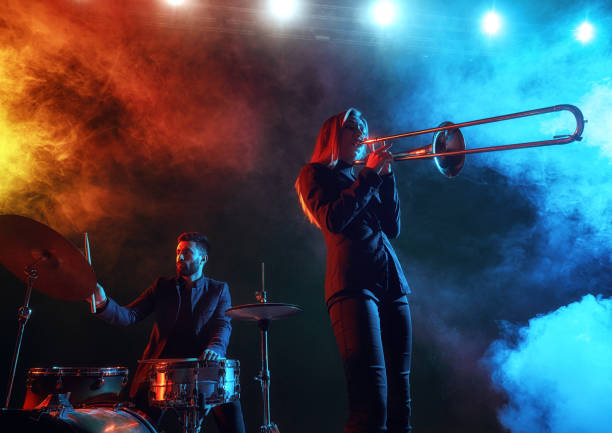 istock Jazz band performs at the club 970929352