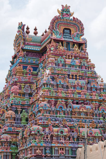 istock Vividly coloured temple gateway in Tamil Nadu 970941612