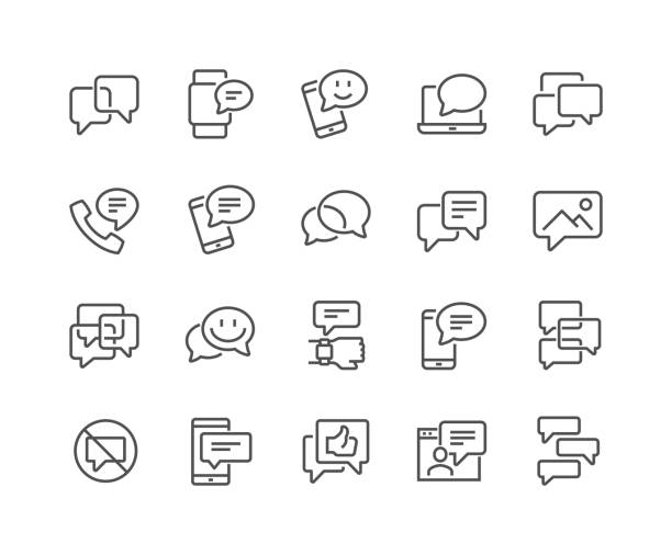 Line Messages Icons Simple Set of Message Related Vector Line Icons. Contains such Icons as Conversation, SMS, Notification, Group Chat and more. Editable Stroke. 48x48 Pixel Perfect. debate stock illustrations