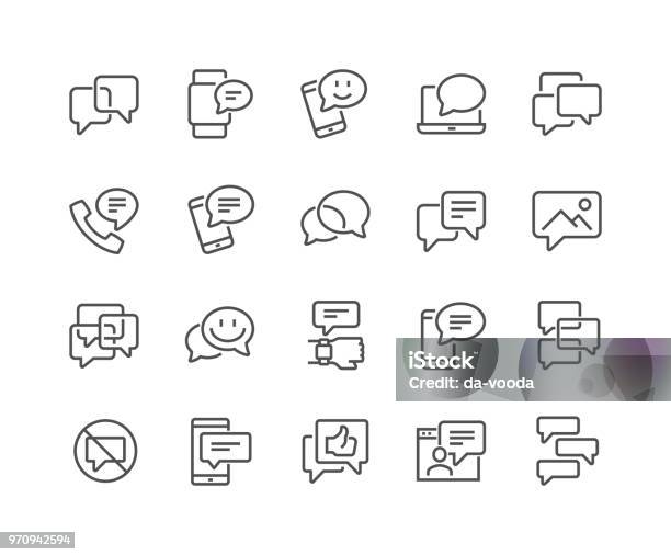 Line Messages Icons Stock Illustration - Download Image Now - Icon Symbol, Discussion, Talking