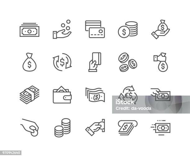 Line Money Icons Stock Illustration - Download Image Now - Icon Symbol, Currency, Coin