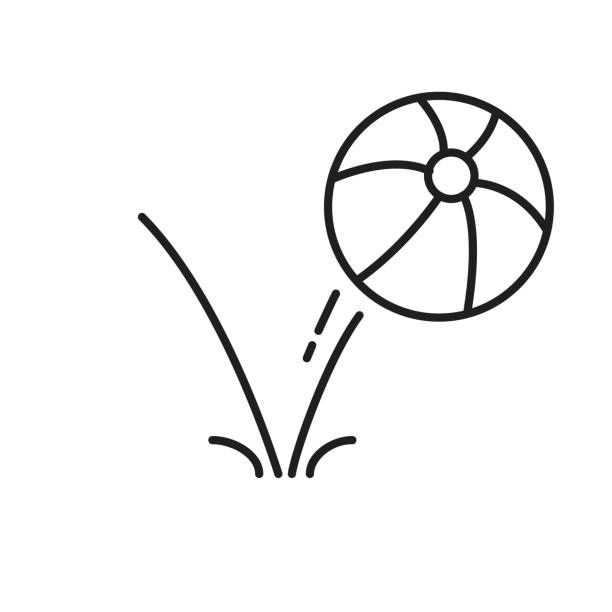 ilustraciones, imágenes clip art, dibujos animados e iconos de stock de icono de la bola del rebote, signo de línea vector ilustración eps10. - bouncing