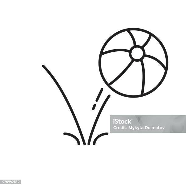 Bounce Ball Icon Line Sign Vector Illustration Eps10 Stock Illustration - Download Image Now