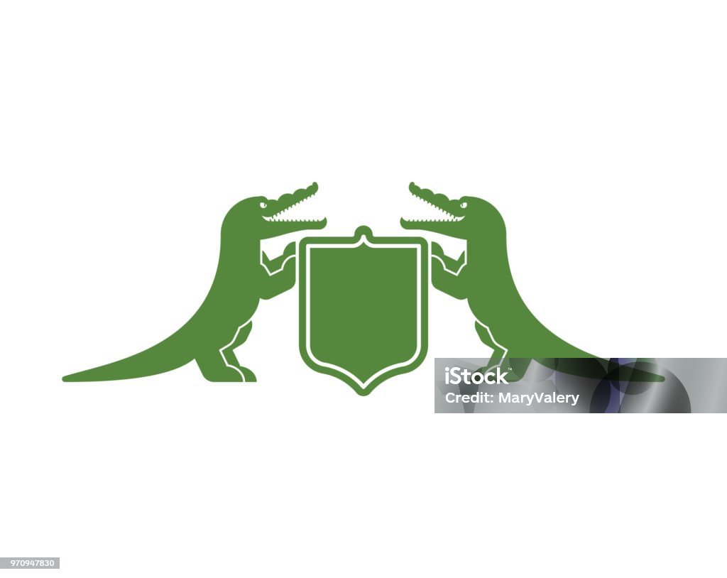 Krokodil und Schild heraldische Symbol. Königliche Alligator für Wappen. Vektor-illustration - Lizenzfrei Alligator Vektorgrafik