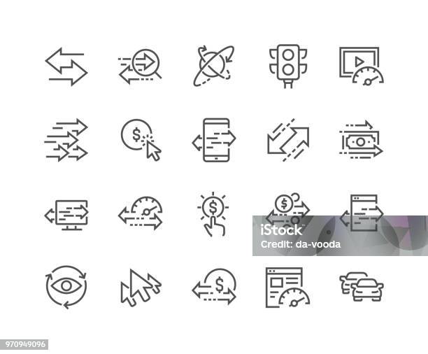 Line Traffic Icons Stock Illustration - Download Image Now - Icon Symbol, Exchanging, Speed