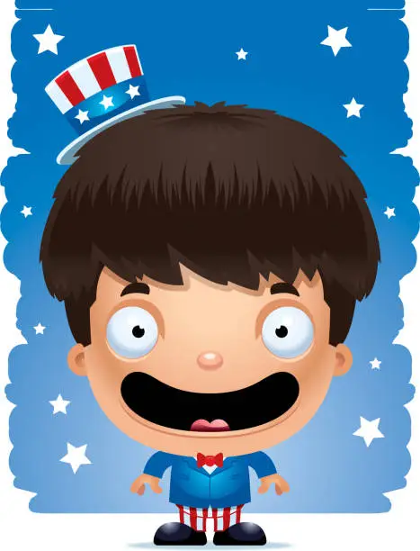 Vector illustration of Smiling Cartoon Patriotic Boy