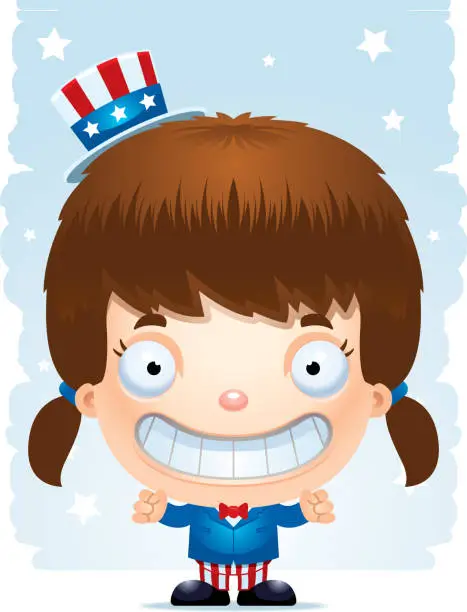 Vector illustration of Smiling Cartoon Patriotic Girl