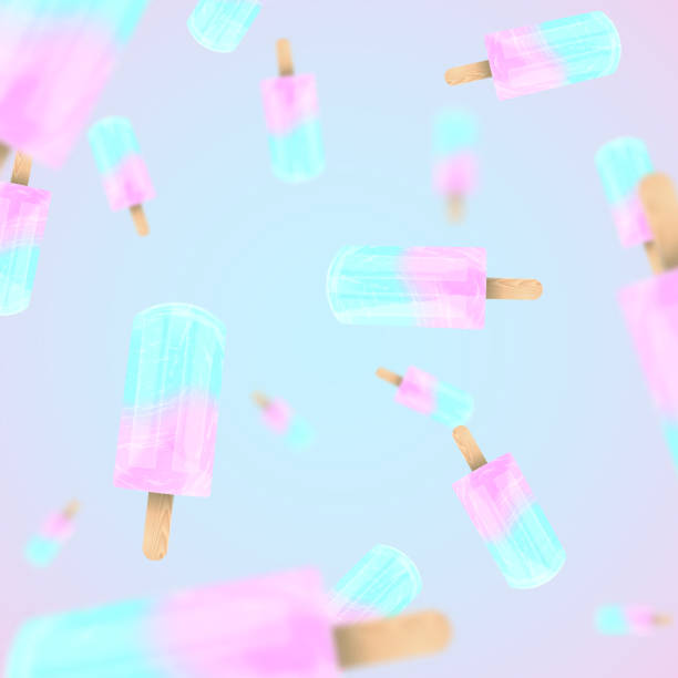 istock Falling ice cream popsicles blue and pink pastel colors background. Vector stock illustration 970957936