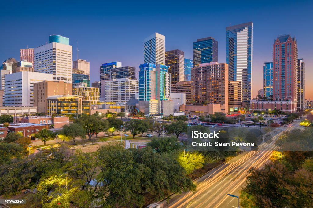 Houston, Texas, USA Skyline Houston, Texas, USA downtown park skyline at twilight. Houston - Texas Stock Photo