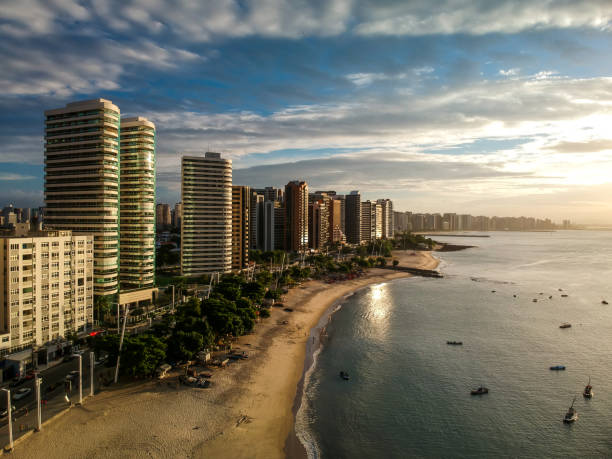 Aerial view of Mucuripe Beach, Fortaleza, Brazil stock photo