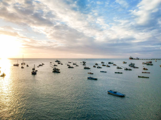 Fishing boats at Mucuripe Beach in Fortaleza, Brazil stock photo