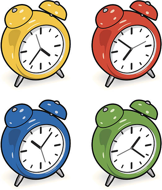 illustrazioni stock, clip art, cartoni animati e icone di tendenza di orologio sveglia - white background color image alarm clock deadline
