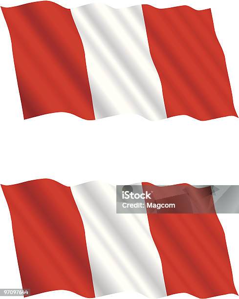Peruvian Flag Flying In The Wind Stock Illustration - Download Image Now - Color Image, Flag, Flowing