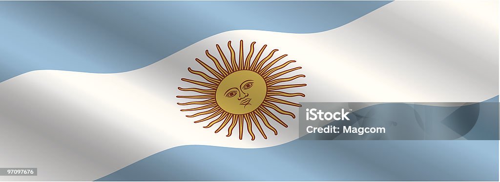 Bandeira Argentina voar a balançar ao vento - Royalty-free Argentina arte vetorial