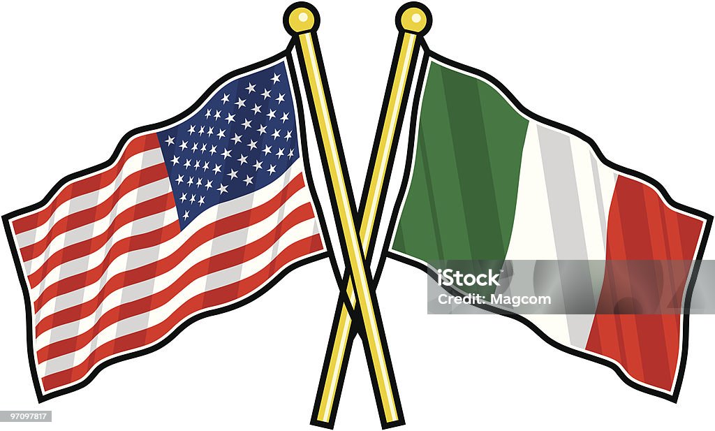 Американский и итальянский флаг Дружбы - Векторная графика Итальянский флаг роялти-фри
