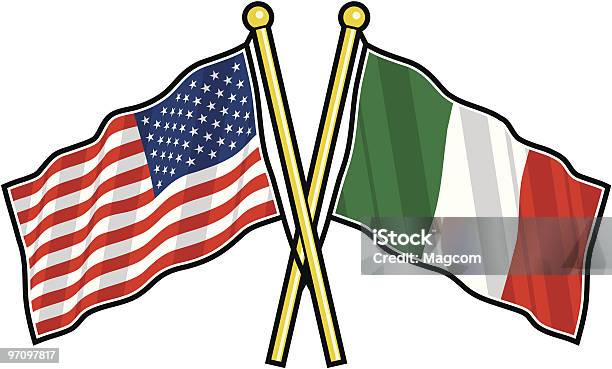 Американский И Итальянский Флаг Дружбы — стоковая векторная графика и другие изображения на тему Итальянский флаг - Итальянский флаг, Американская культура, США