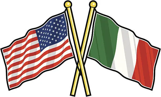 Vector illustration of American and Italian Friendship flag