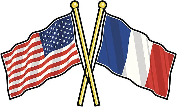 Vector illustration of American and French Friendship flag