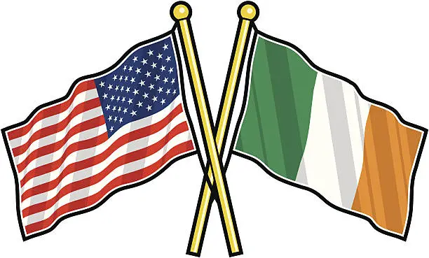 Vector illustration of American and Irish Friendship flag