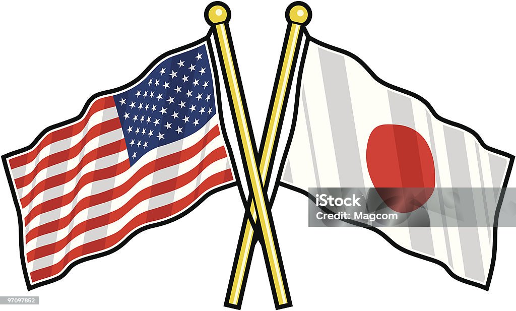 Amerikanischen und japanischen Freundschaft Flagge - Lizenzfrei Japanische Flagge Vektorgrafik