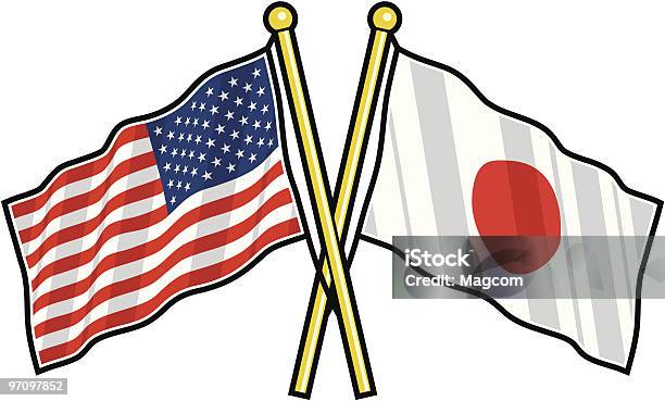 Amerikanischen Und Japanischen Freundschaft Flagge Stock Vektor Art und mehr Bilder von Japanische Flagge - Japanische Flagge, US-Kultur, USA