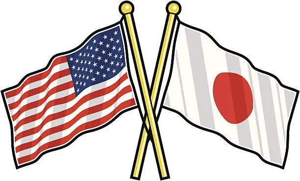 Vector illustration of American and Japanese Friendship flag