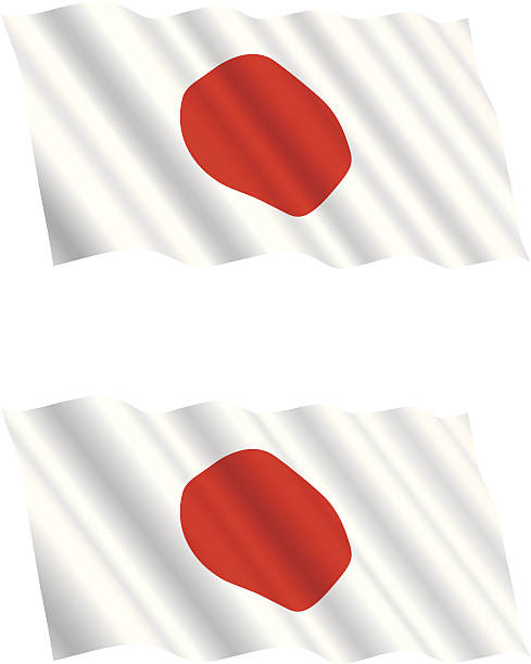 japanische flagge fliegen im wind - japan japanese flag flag wind stock-grafiken, -clipart, -cartoons und -symbole