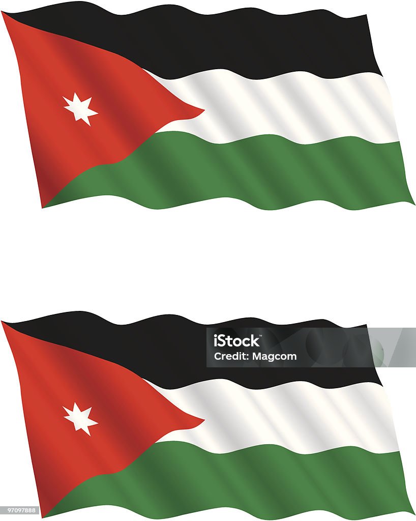 Drapeau jordanien volant dans le vent - clipart vectoriel de Asie de l'Ouest libre de droits