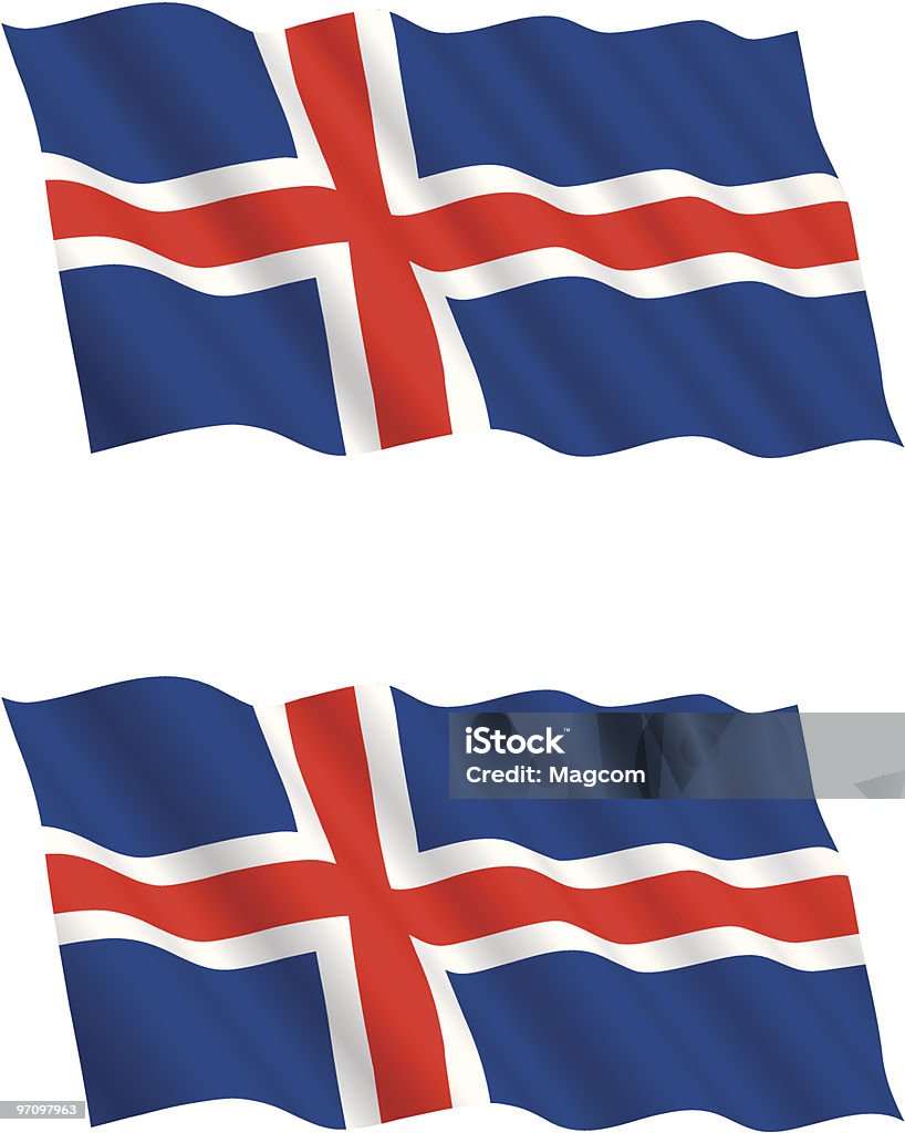 Исландский флаг Flying in the Wind - Векторная графика Без людей роялти-фри