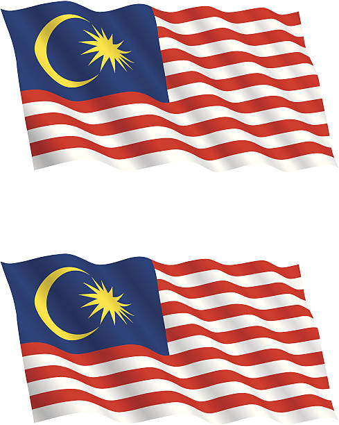 말레이시아 플랙 날아가는 풍력 - 말레이시아 국기 stock illustrations