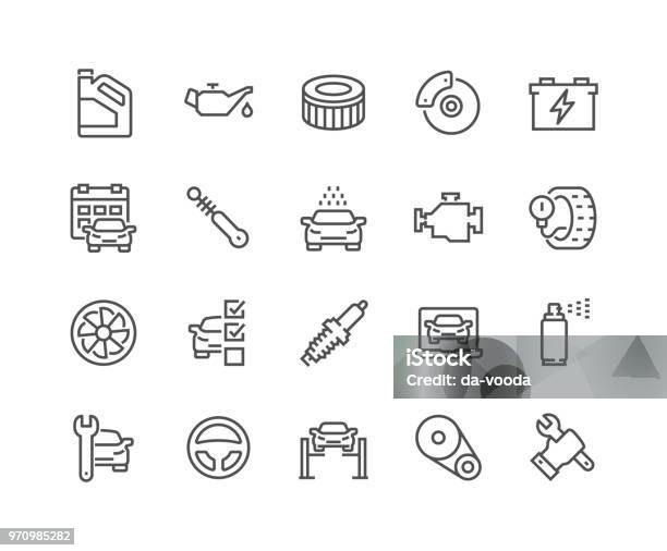 Line Car Service Icons Stock Illustration - Download Image Now - Icon Symbol, Car, Cooking Oil