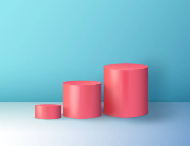 istock Minimal abstract colorful cylinder shape, wall scene. Platform, podium to advertise various objects. Vector illustration. Pastel colors 970988004